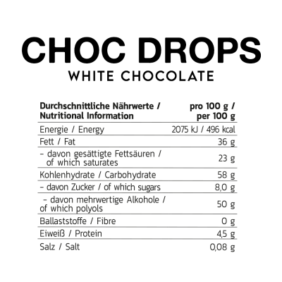 Inlead Choc Drops 150 g White Chocolate